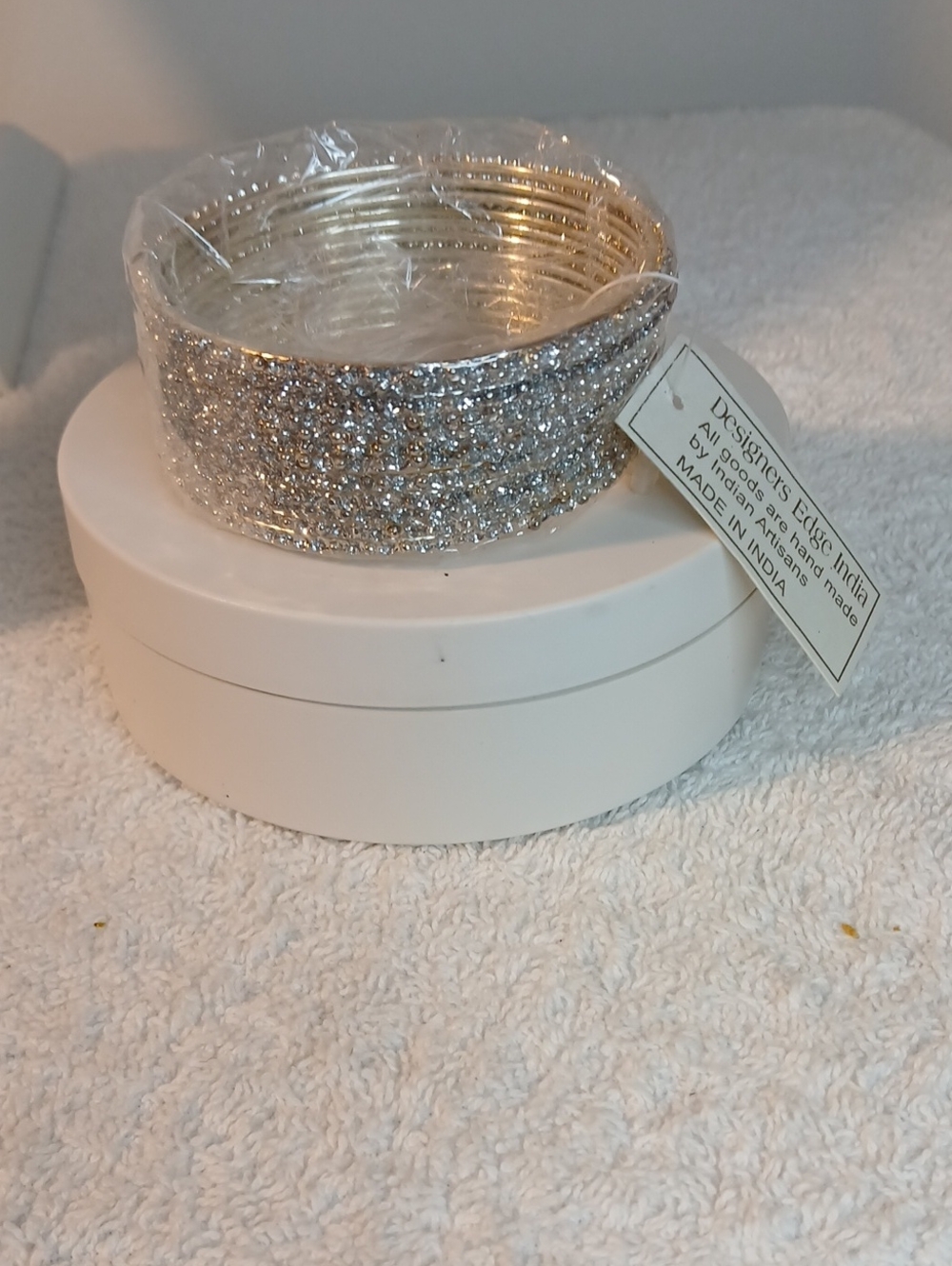 Silver Crystal Bangle Bracelet -